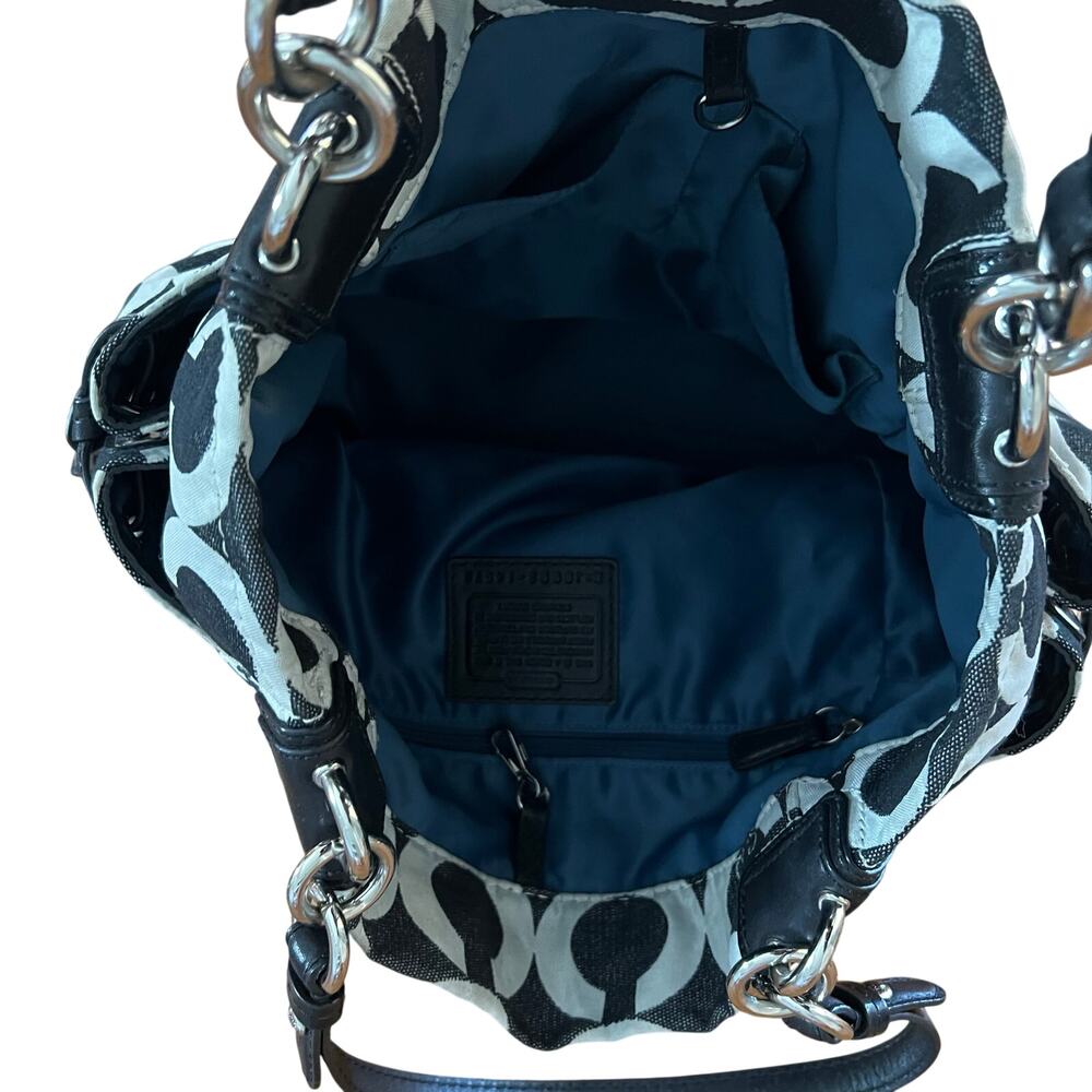 COACH Peyton Signature Op Art Tote Canvas Bag with Leather Accents - Picture 4 of 6